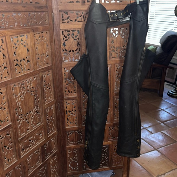 California Leather Creations Other - Black Leather Zip and Snap Chaps
